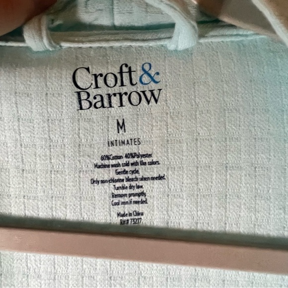 Croft & Barrow Womens Blue Waffle Texture Robe Size M Embroidered Wrap Tie Front - Picture 14 of 14